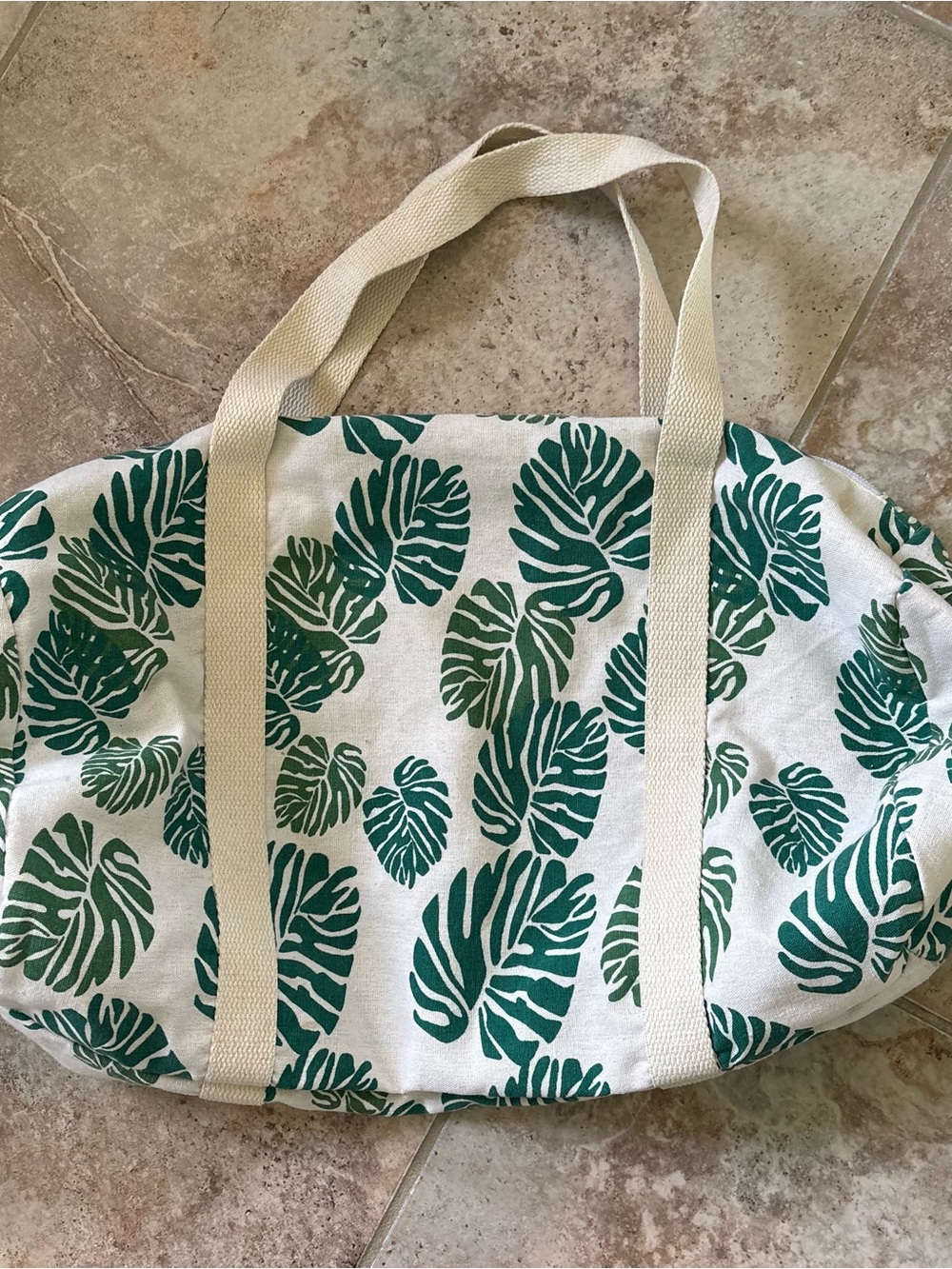 Mario Badescu Palm Print Canvas Duffel Tote Bag Gym Beach Weekend Travel Green - Picture 5 of 7